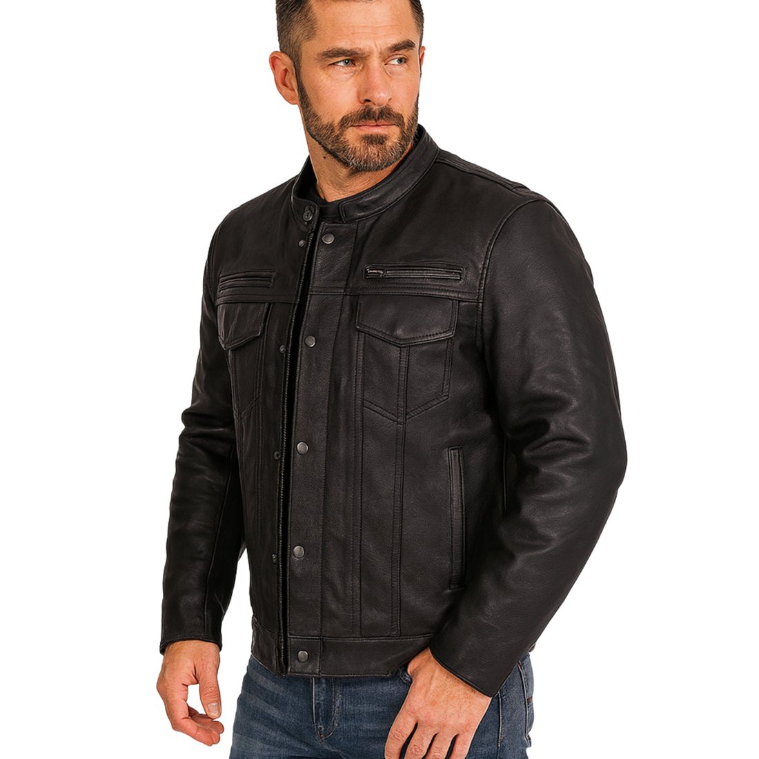 Mason Reid Men's Black Biker Leather Jacket