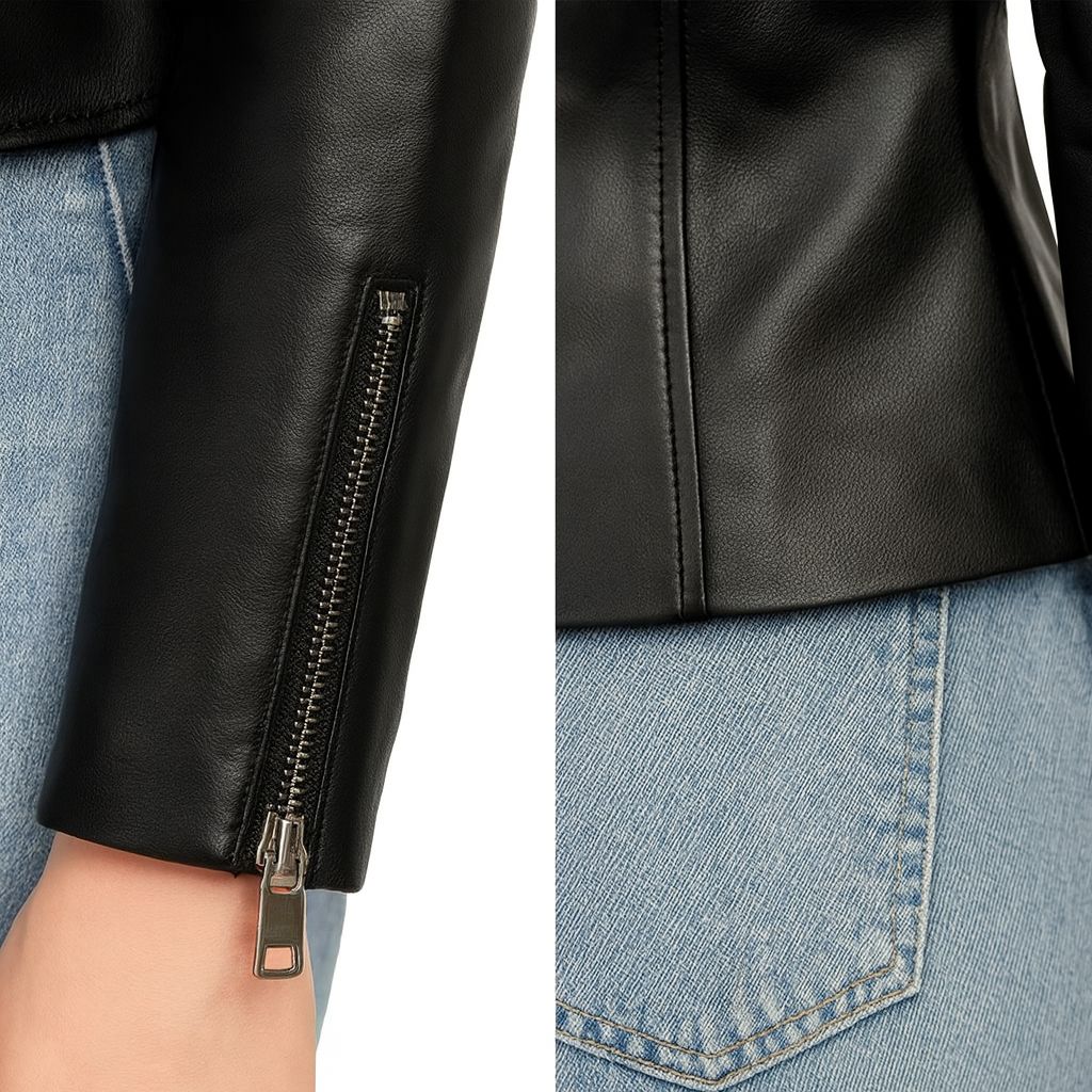 Asymmetrical Black Leather Biker Jacket