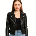 Asymmetrical Womens Black Leather Biker Jacket