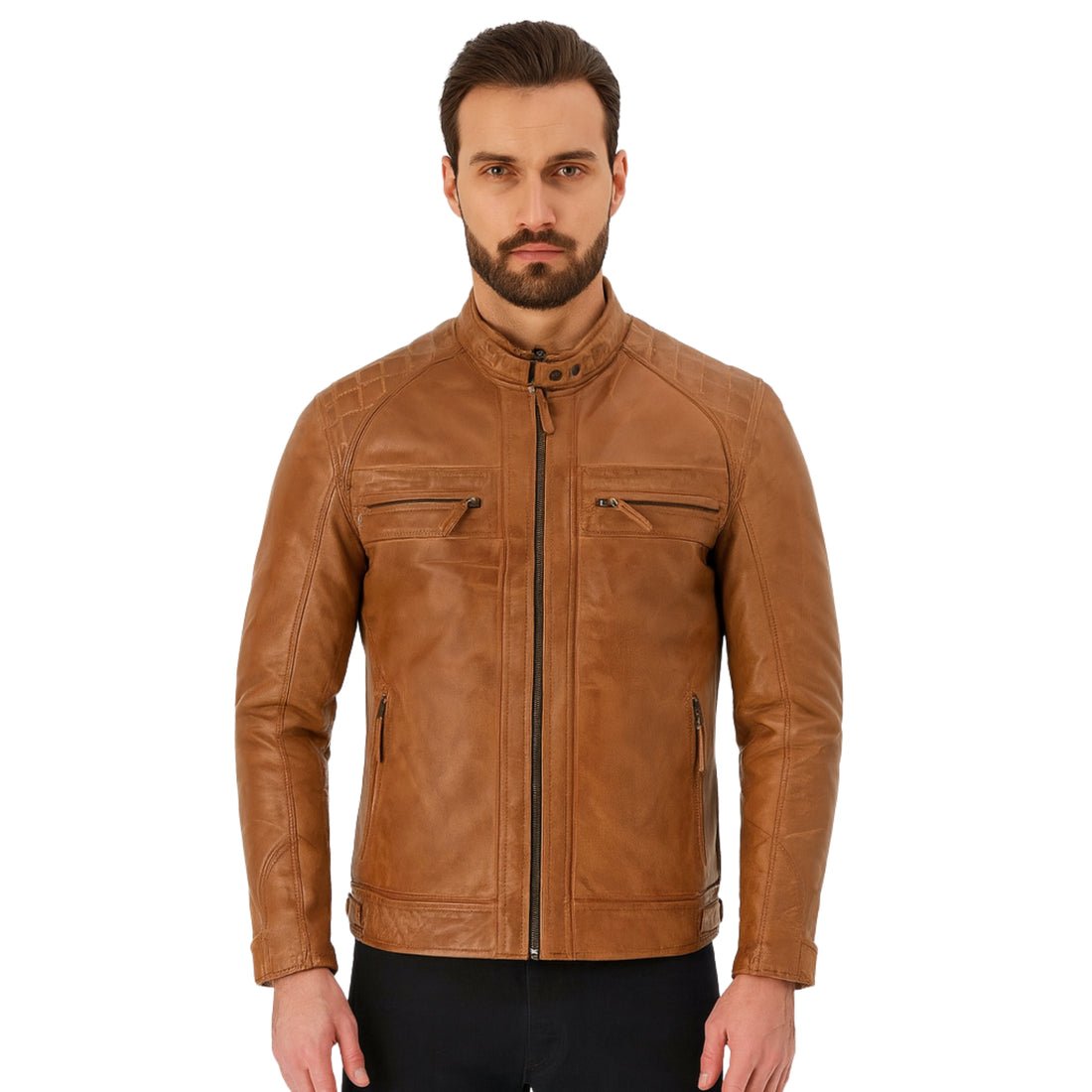 Cafe-Racer-Brown-Motorcycle-Leather-Jacket
