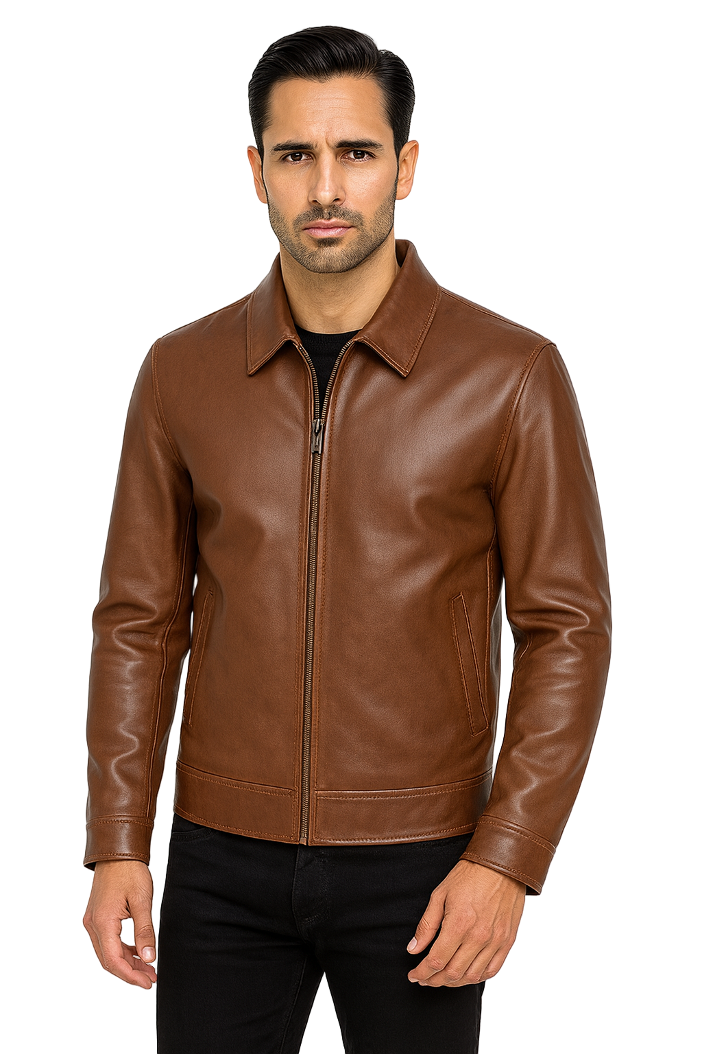 Men's Cognac Mason Harrington Leather Jacket