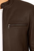 Dark Brown Mens Cowhide Cafe Racer Jacket