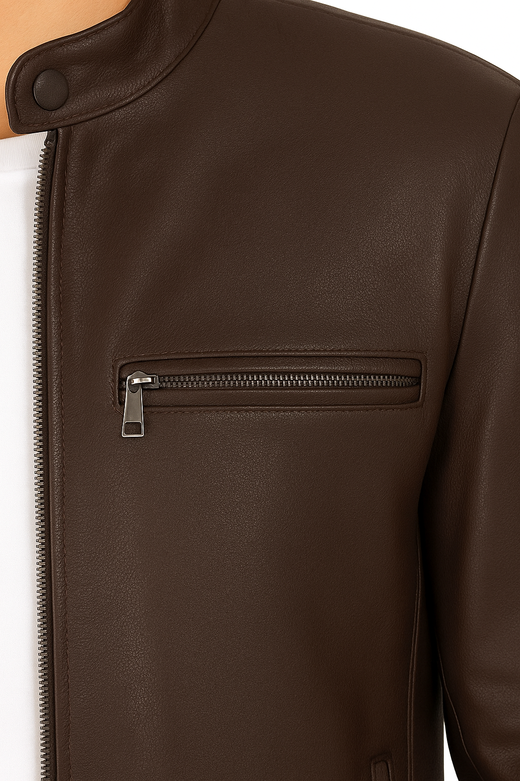 Dark Brown Mens Cowhide Cafe Racer Jacket