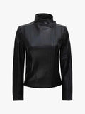 Falcon Cut Women's Flap Closure Leather Biker Jacket - Premium Quality Real Leather Jacket