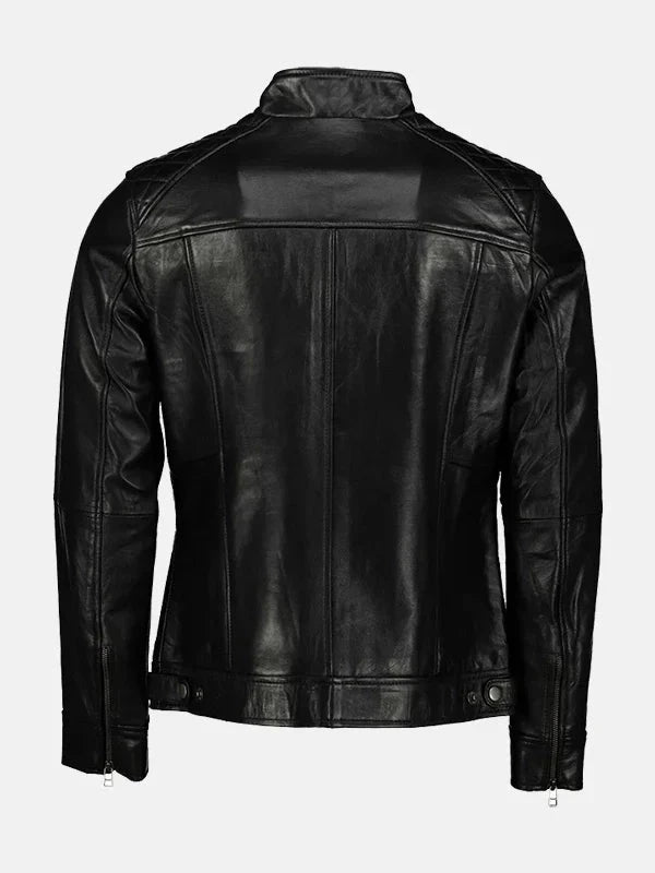 Heritage Line Padded Style Black Leather Jacket - Premium Quality Real Leather Jacket