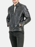 Heritage Line Padded Style Black Leather Jacket - Premium Quality Real Leather Jacket