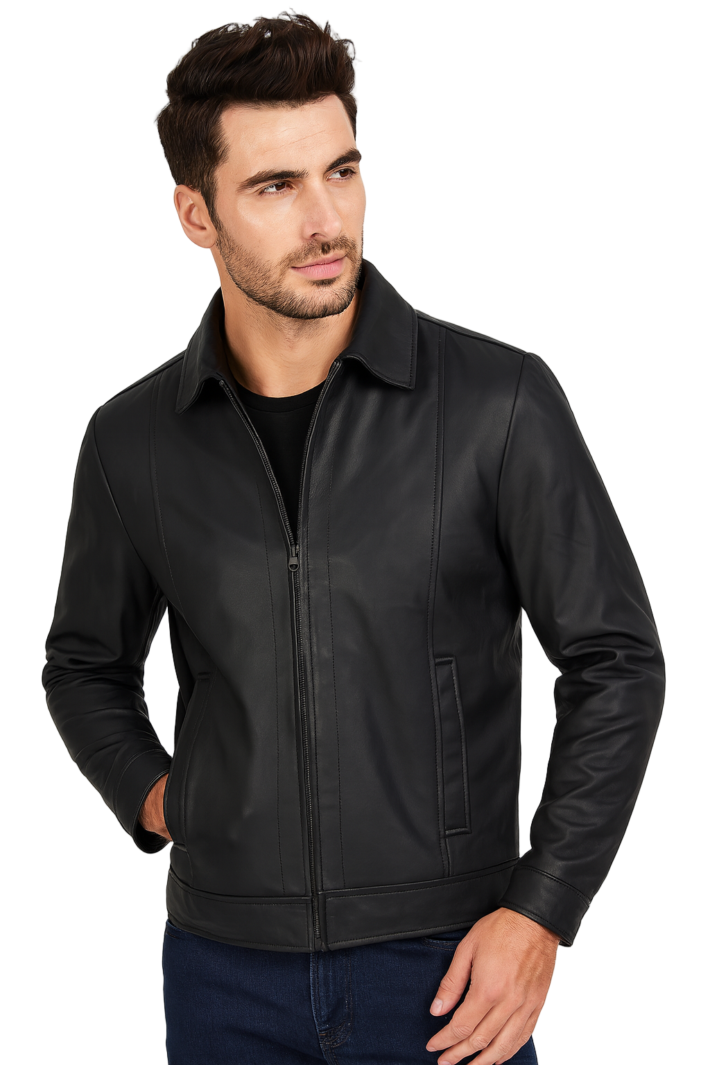Mens Hudson Matte Black Harrington Jacket