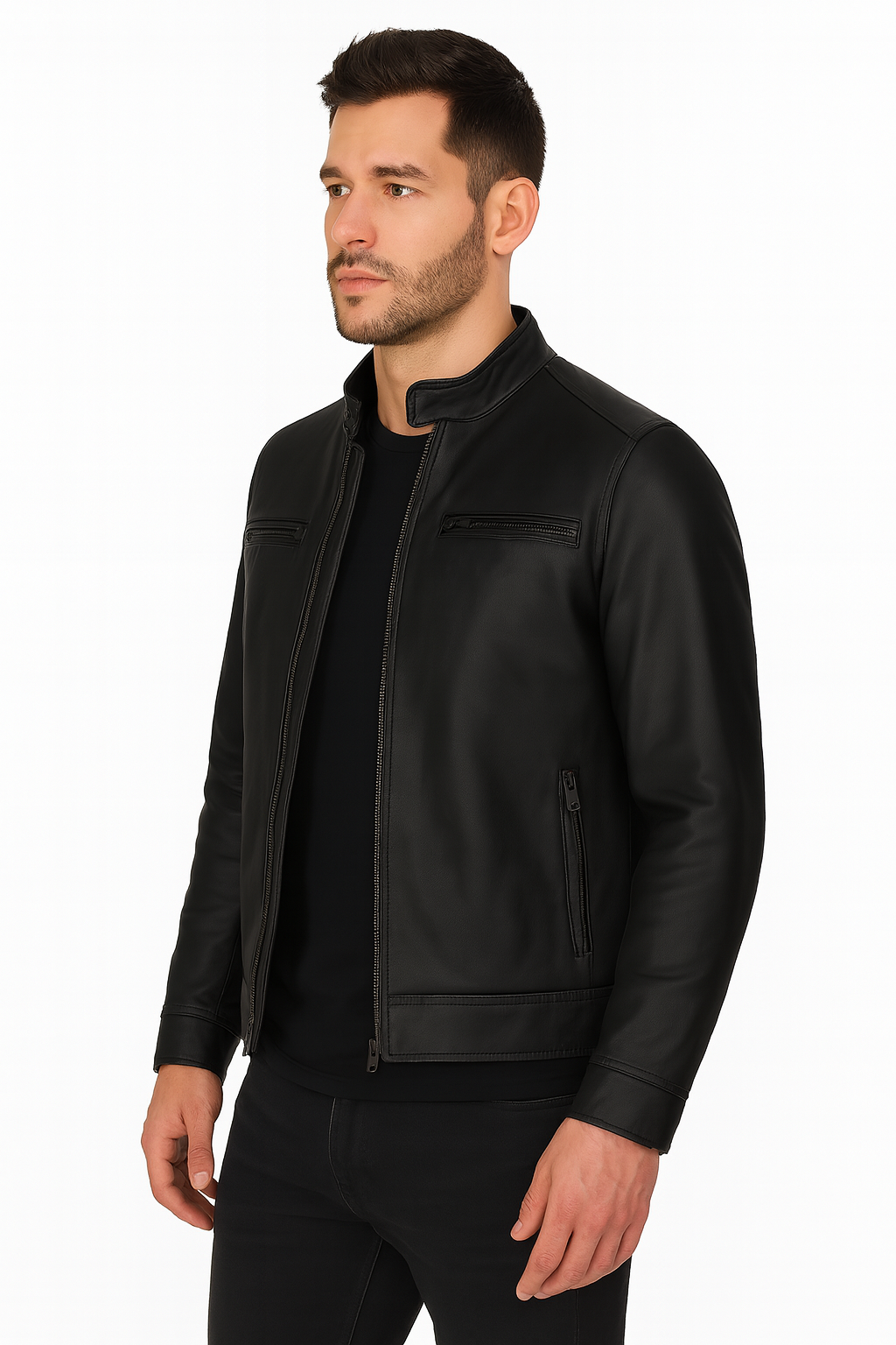 Jaxon-Matte-Black-Cafe-Racer-LeatherJacket-for-Men