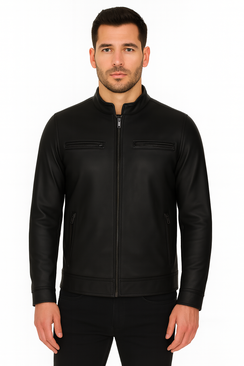 Jaxon-Matte-Black-Cafe-Racer-LeatherJacket-for-Men