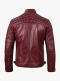 Mens Real Leather Burgundy Biker Jacket - Premium Quality Real Leather Jacket