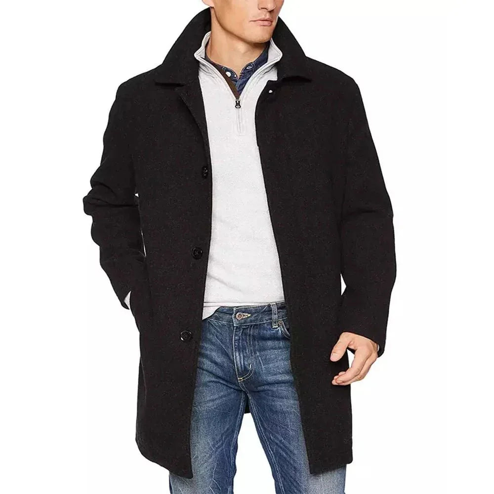 Mens-Black-Single-Breasted-Wool-Coat