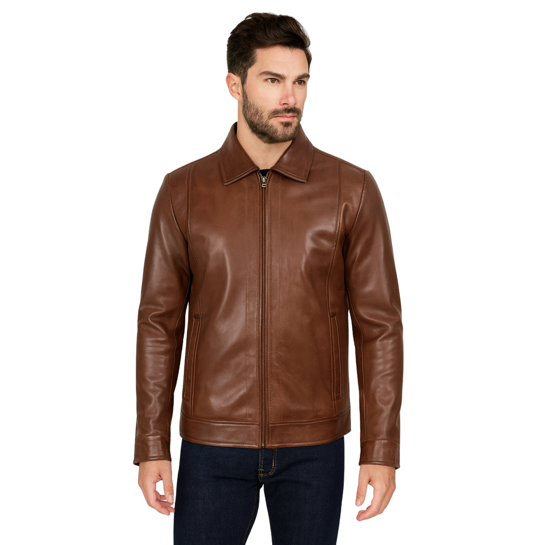 Reeves-Mens-BrownClassic-sheepskin-Leather-Jacket