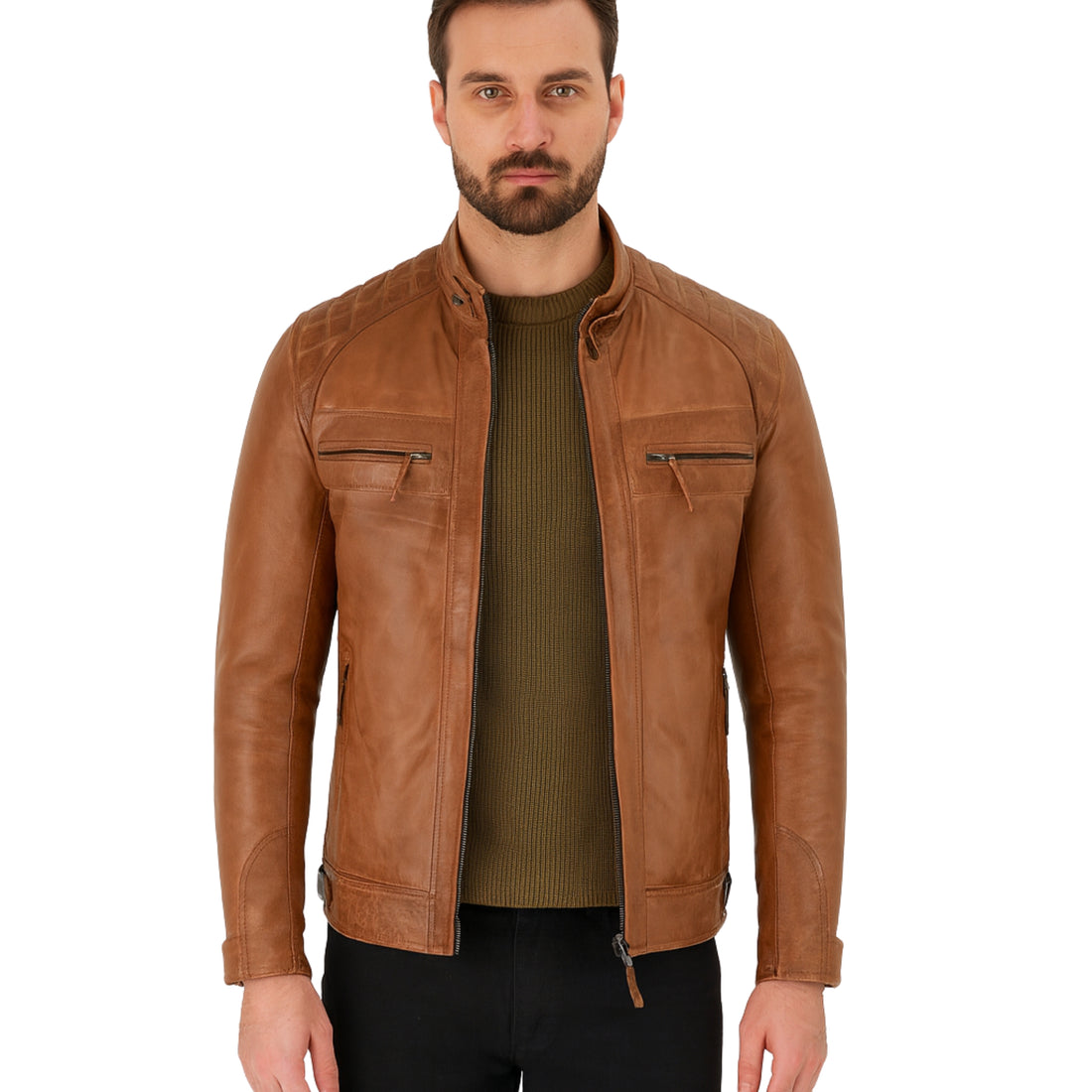 Cafe-Racer-Brown-Motorcycle-Leather-Jacket