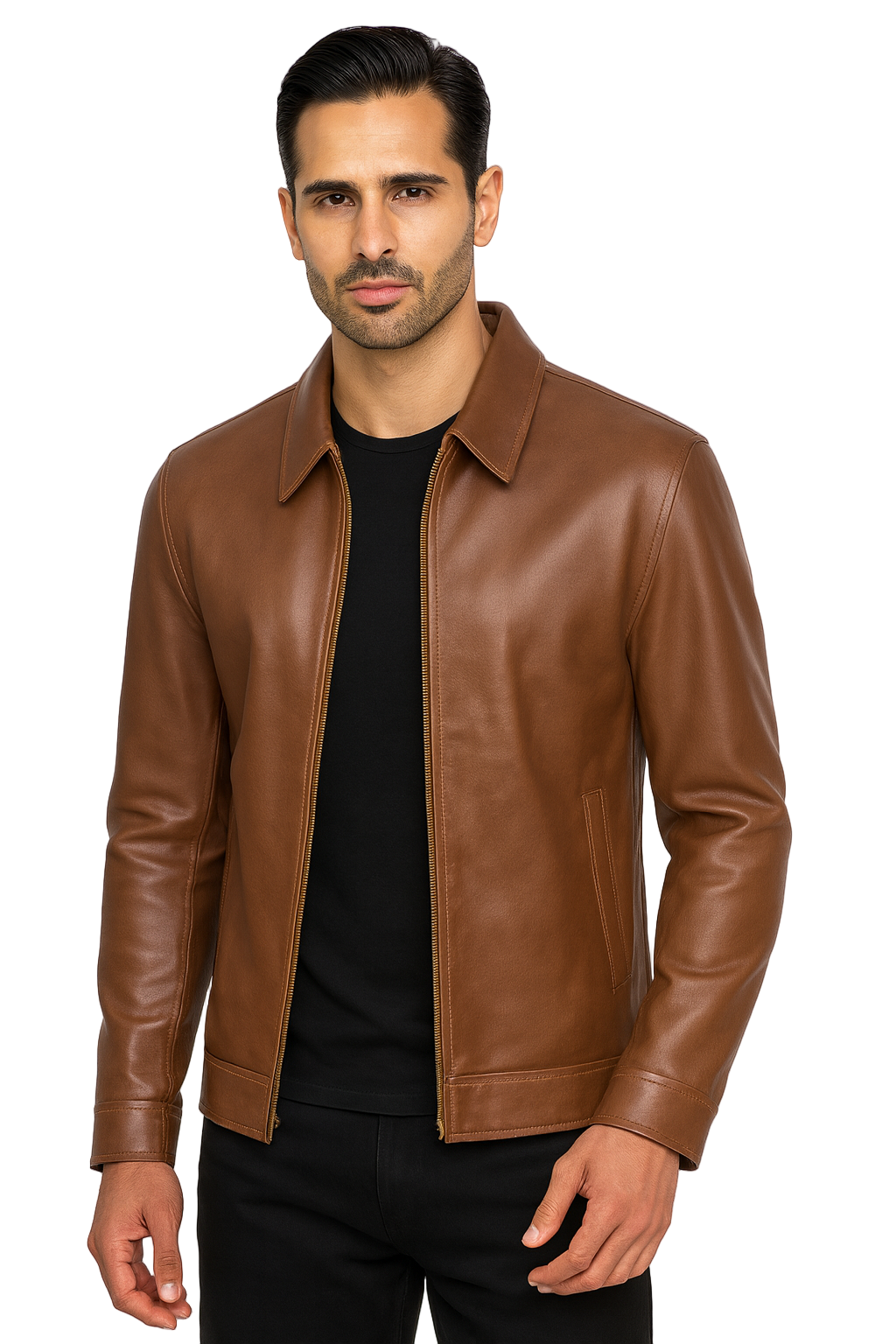 Men's Cognac Mason Harrington Leather Jacket