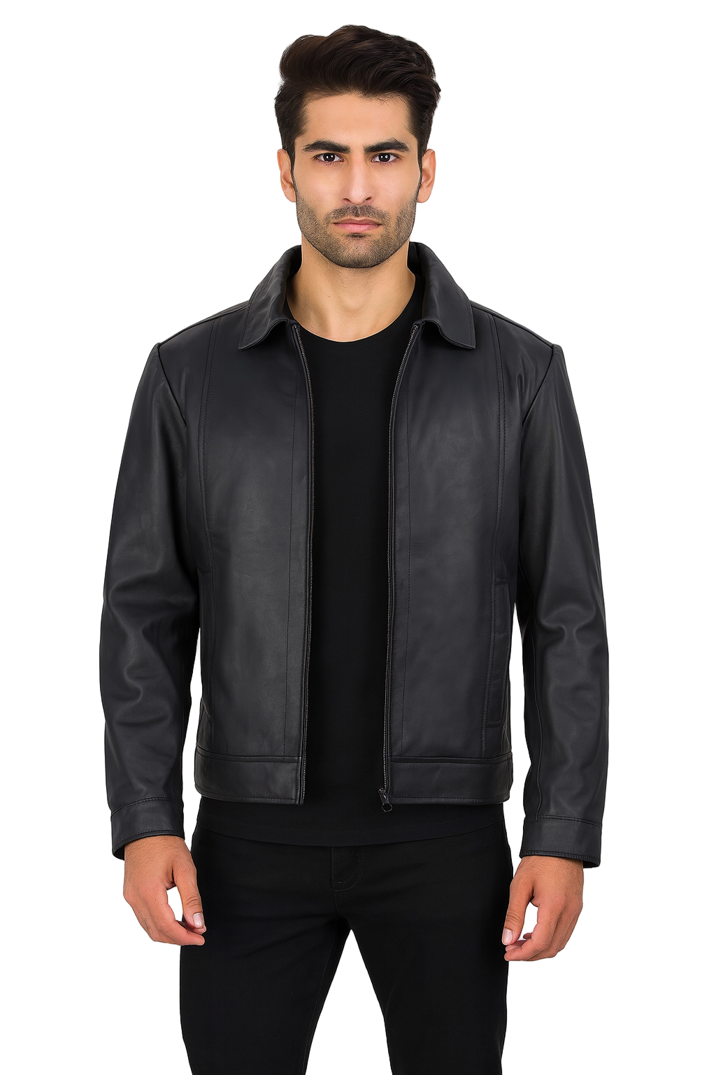 Mens Hudson Matte Black Harrington Jacket