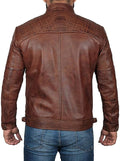Mens Distressed Brown Lambskin Cafe Racer Leather Jacket