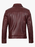 Mens Classic Shirt Collar Harrington Leather Jacket - Premium Quality Real Leather Jacket