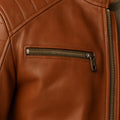 Mens Tan Brown Biker Sheepskin Leather Jacket