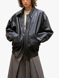 Oversize Luxe Women's Oversized Black Leather Jacket - Premium Quality Real Leather Jacket