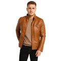 Stand Collar Leather Sheepskin Leather Jacket