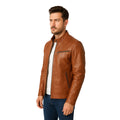 Tan Brown Biker Sheepskin Leather Jacket