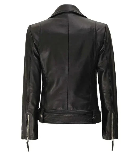 Classic Rebel Womens Asymmetrical Leather Jacket - Premium Quality Real Leather Jacket