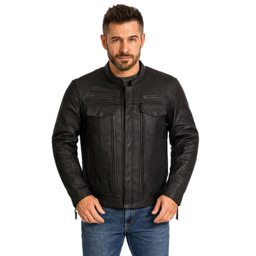 Mason Reid Men's Black Biker Leather Jacket