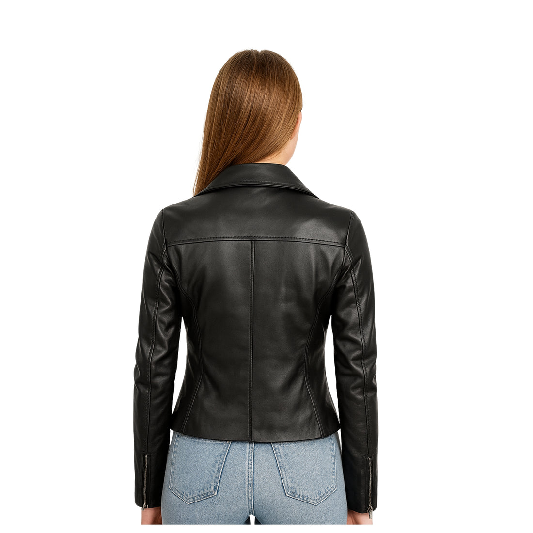 Womens Asymmetrical Black Leather Biker Jacket
