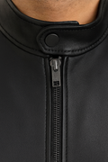 Axton Black Cafe Racer Leather Jacket for Men