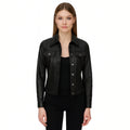 Black Granite Line Leather Trucker Jacket