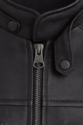 Black Sheepskin Cafe Racer Leather Jacket