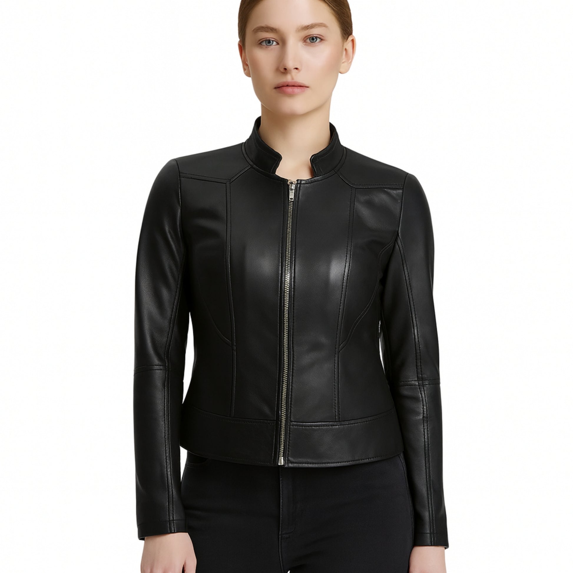 Black Cafe Racer Leather Jacket Biker Style