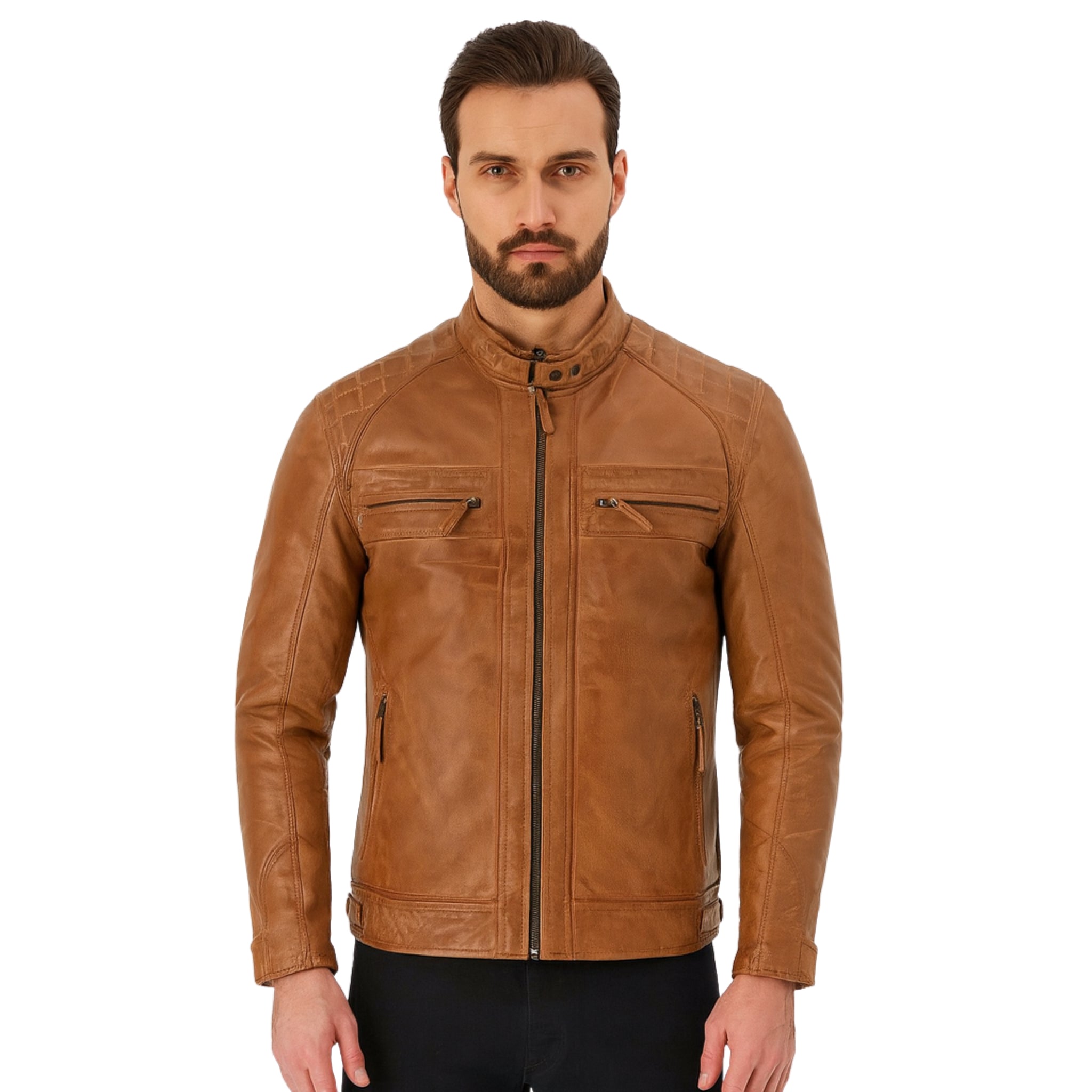 Cafe-Racer-Brown-Motorcycle-Leather-Jacket