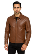 Cognac Mason Harrington Leather Jacket for mens