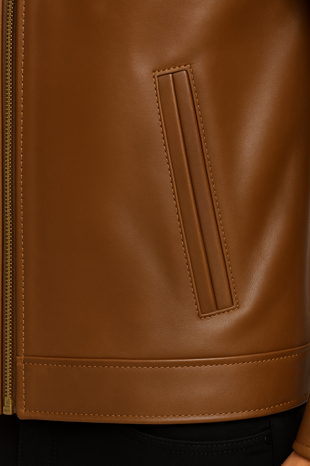 Cognac Brown Mason Harrington Leather Jacket Men's
