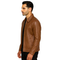 Cognac Brown Men's Mason Harrington Leather Jacket