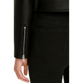 Cropped Leather Biker Jacket Womens