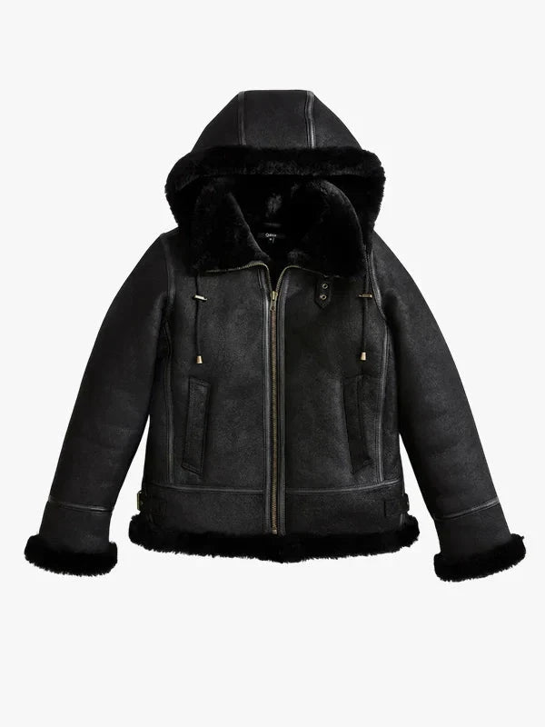 Frost Luxe 100% Shearling Cold Weather Bomber Jacket - Premium Quality Real Leather Jacket