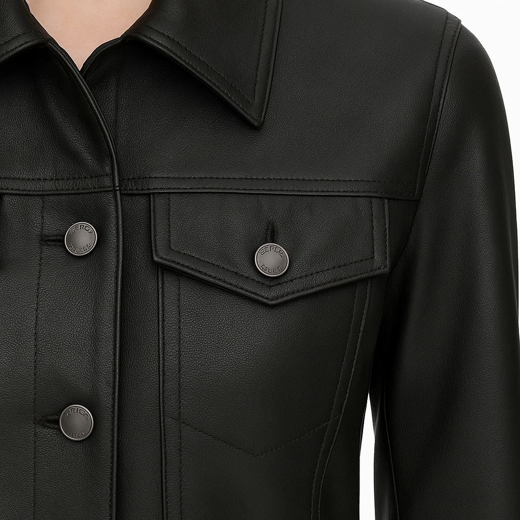 Granite Line Black Leather Trucker Jacket