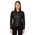 Granite Line Womens Black Leather Trucker Jacket