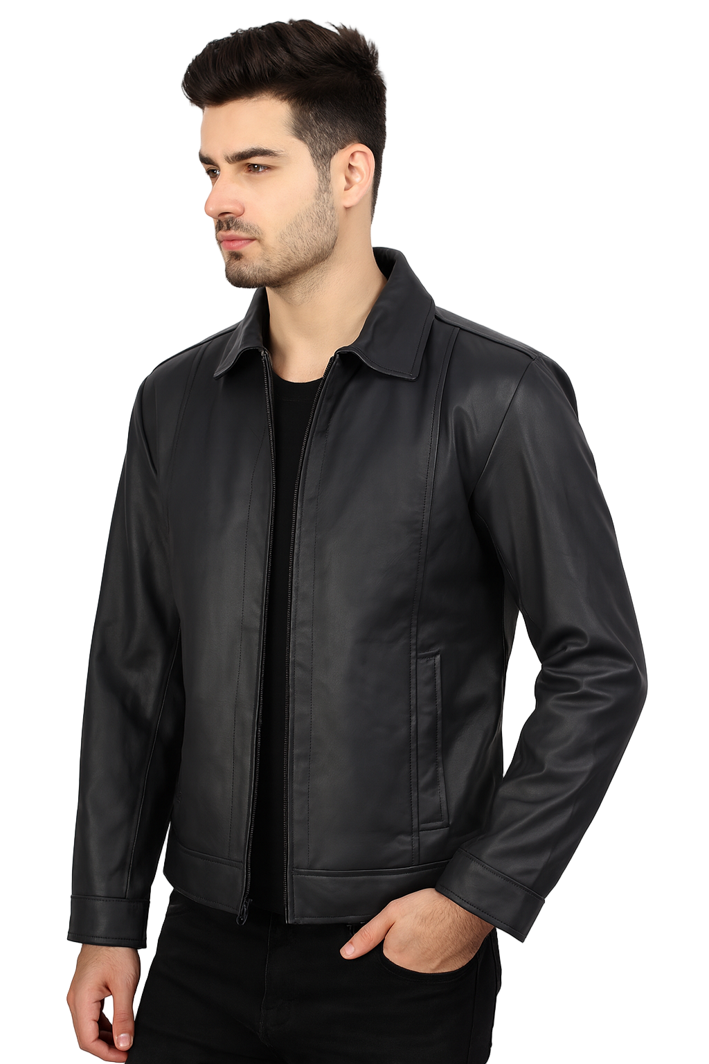 Hudson Matte Black Harrington Jacket for mens side
