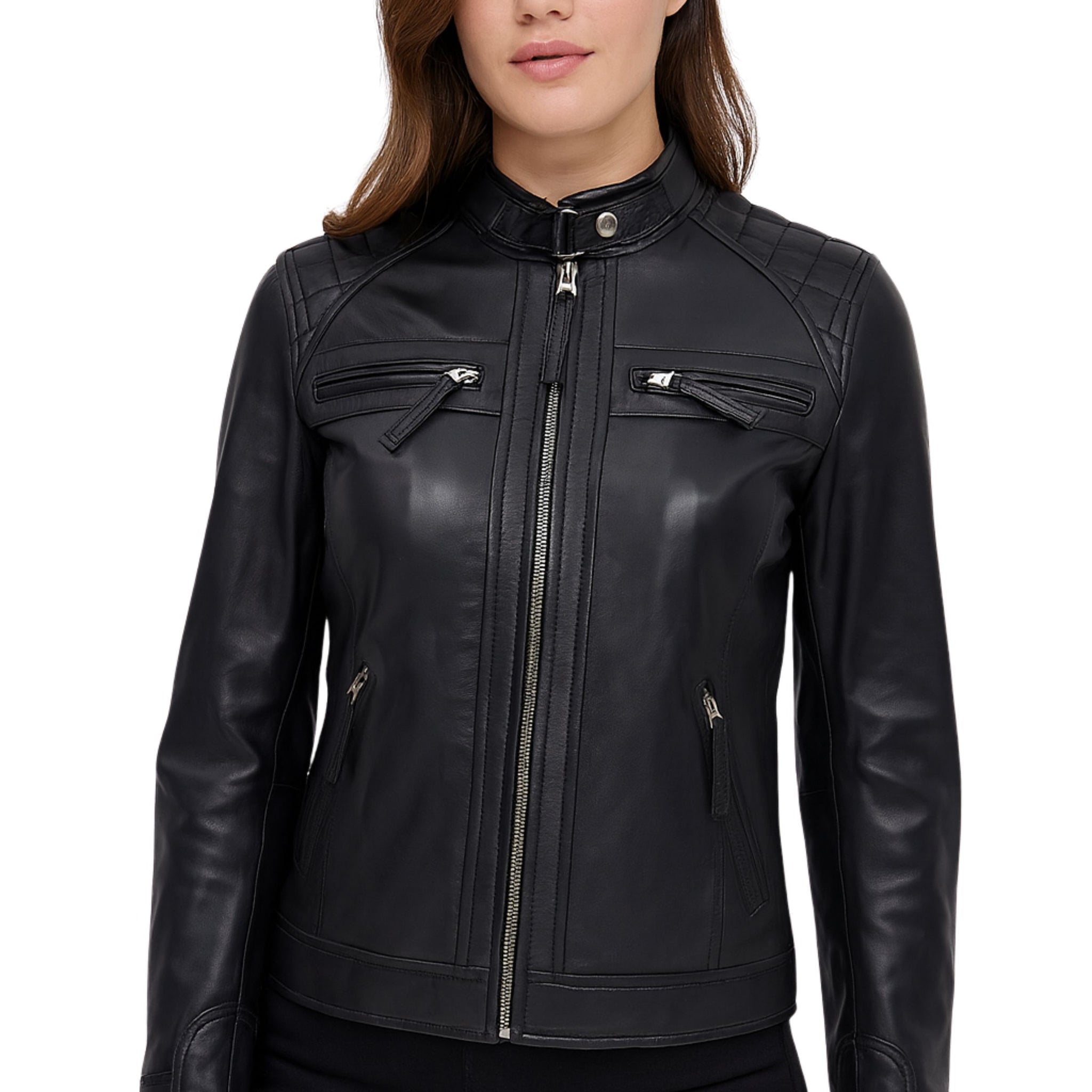 Jade Johnson Black Cafe Racer Jacket for Women