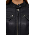 Jade Johnson womens Black Cafe Racer Jacket