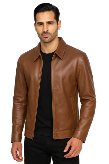 Men's Cognac Mason Harrington Leather Jacket