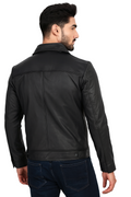 Mens Hudson Matte Black Harrington Jacket back