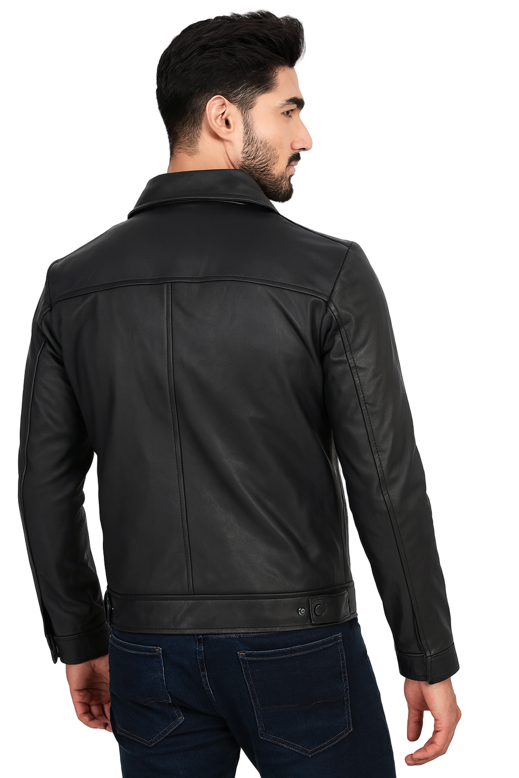 Mens Hudson Matte Black Harrington Jacket back