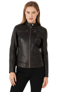 Riley Dodge Rub Off Brown Cafe Racer Jacket for Women