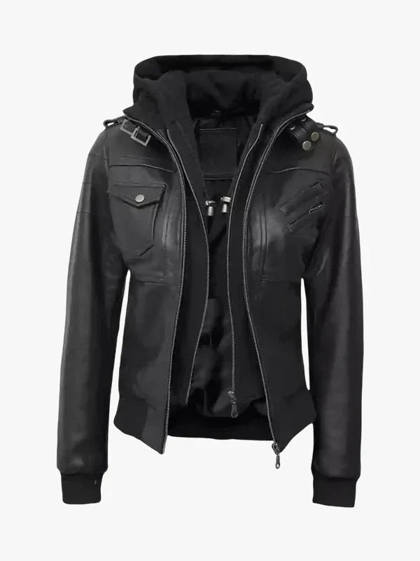Royal Bomber Women's Bomber Black Leather Jacket - Premium Quality Real Leather Jacket