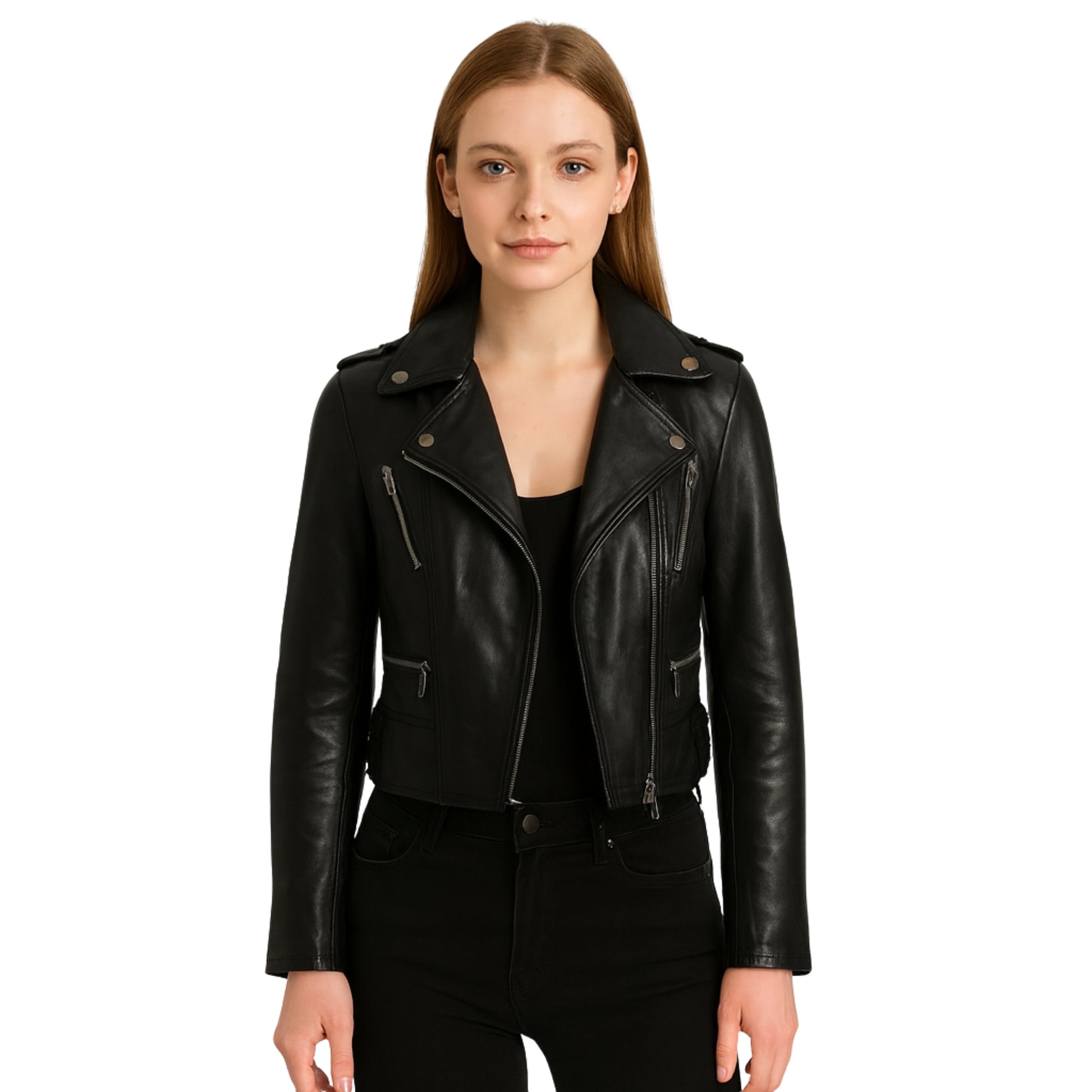 Urban Chic Cropped Leather Biker Jacket