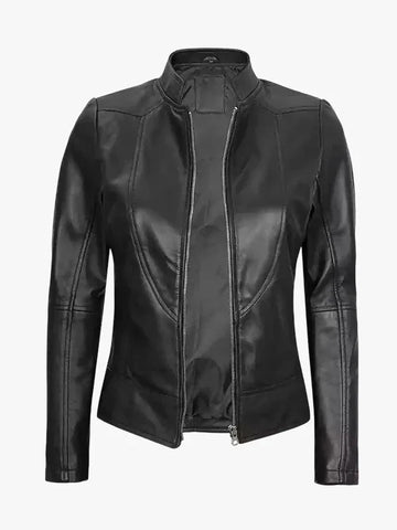 Women's Black Cafe Racer Leather Jacket - Premium Quality Real Leather Jacket